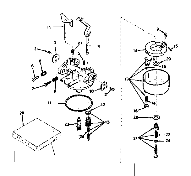 Carburetor Diagram and Parts List for 143578062  Craftsman Engine
