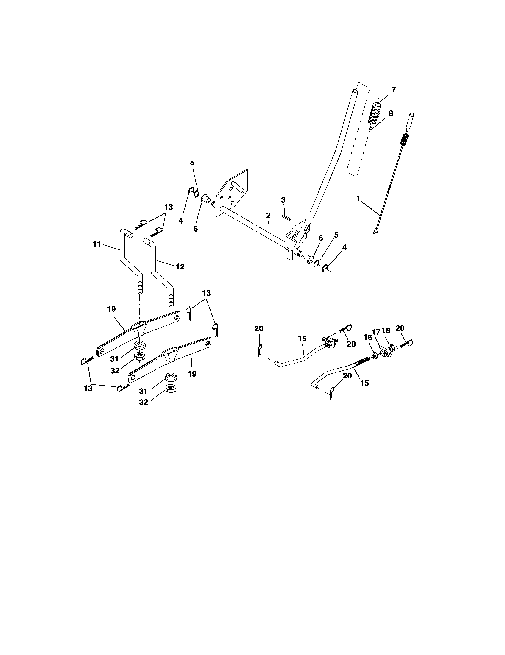 Lift Assembly Diagram and Parts List for 917273353  Craftsman Lawn Tractor