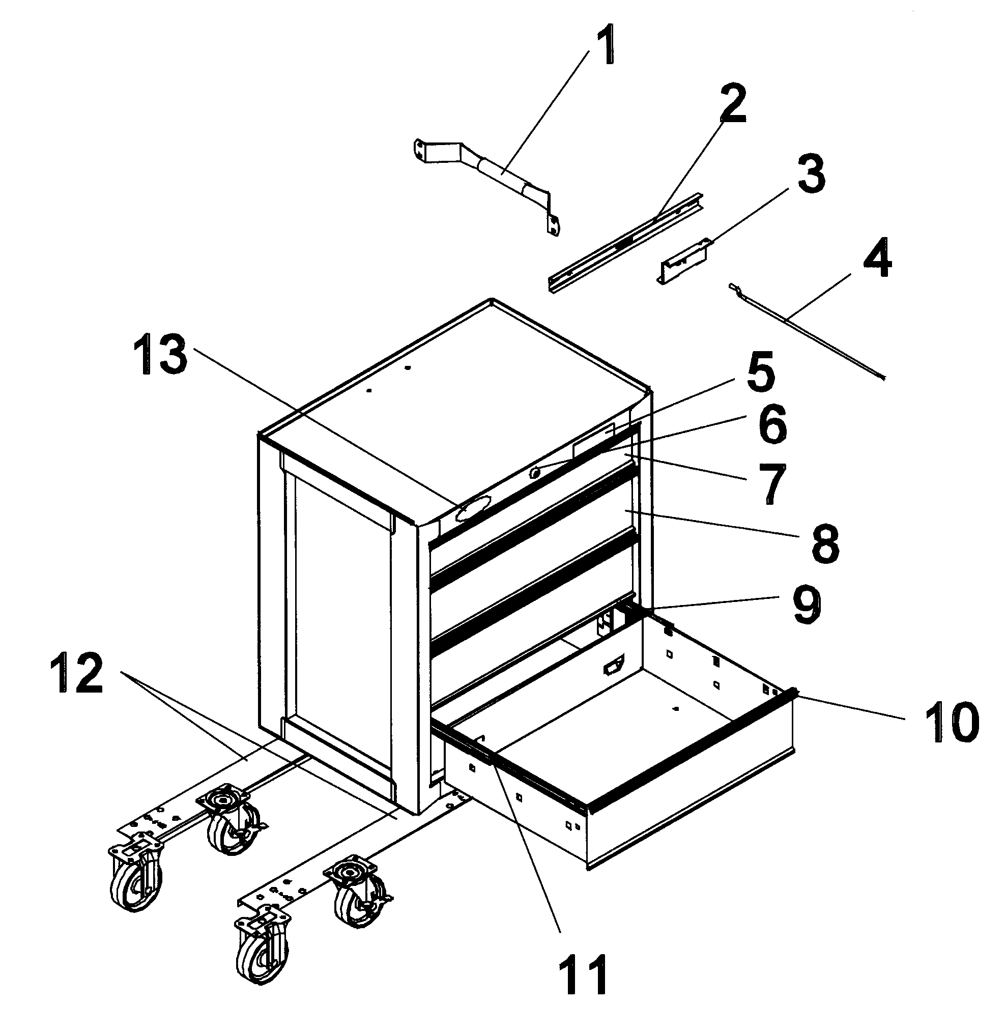 Tool Chest Diagram and Parts List for 706877550  Craftsman Tool Stand & Cart