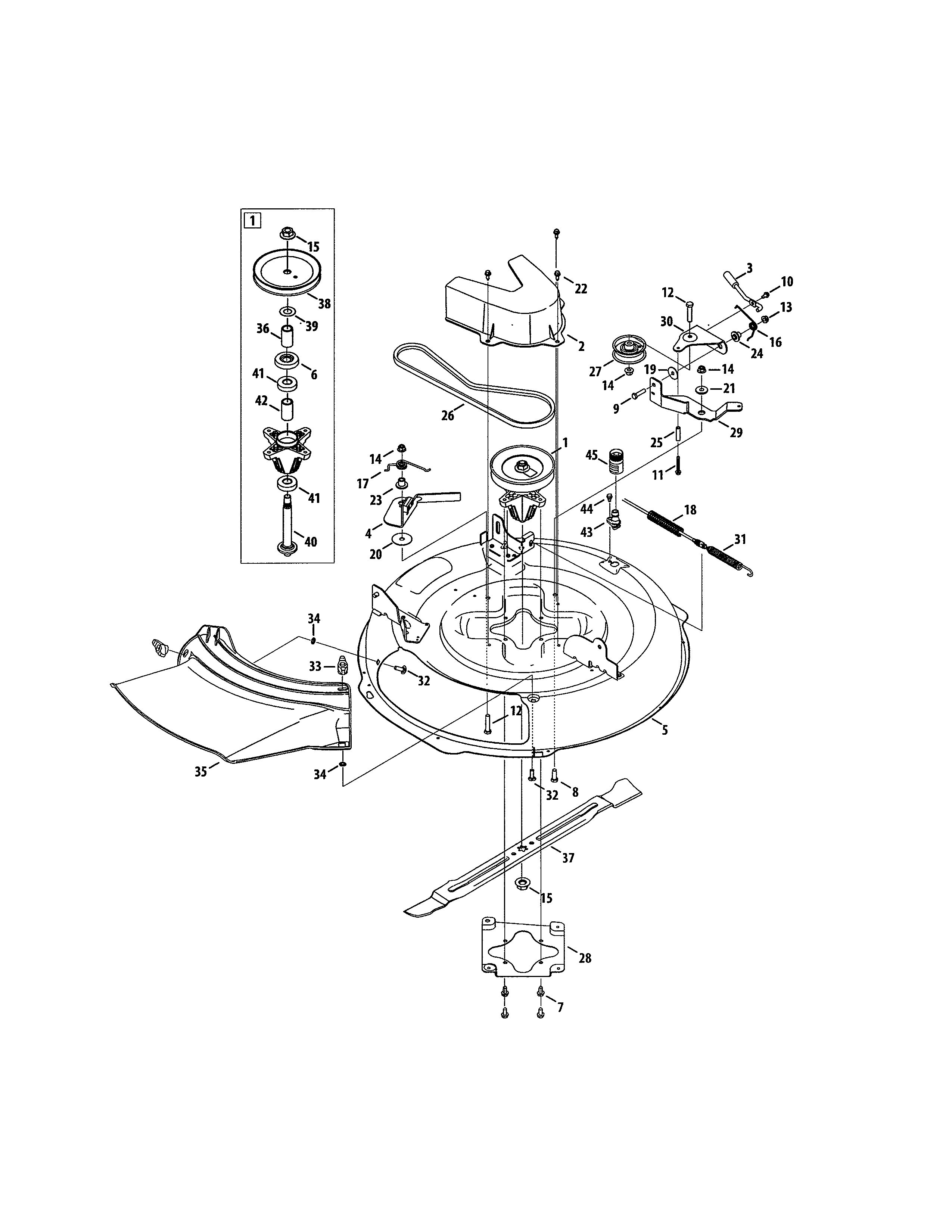 Deck/spindle Diagram and Parts List for 247290003  Craftsman Engine