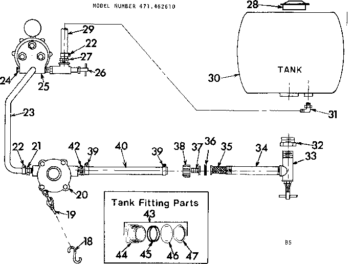 150 Gallon Tank Diagram and Parts List for 471462610  Craftsman Pressure Washer