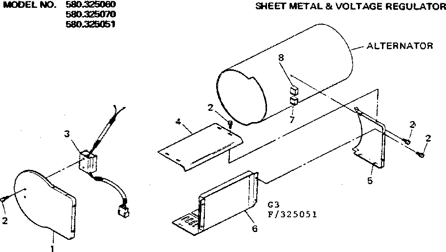 Sheet Metal & Regulator Assembly Diagram and Parts List for 580325051  Craftsman Engine