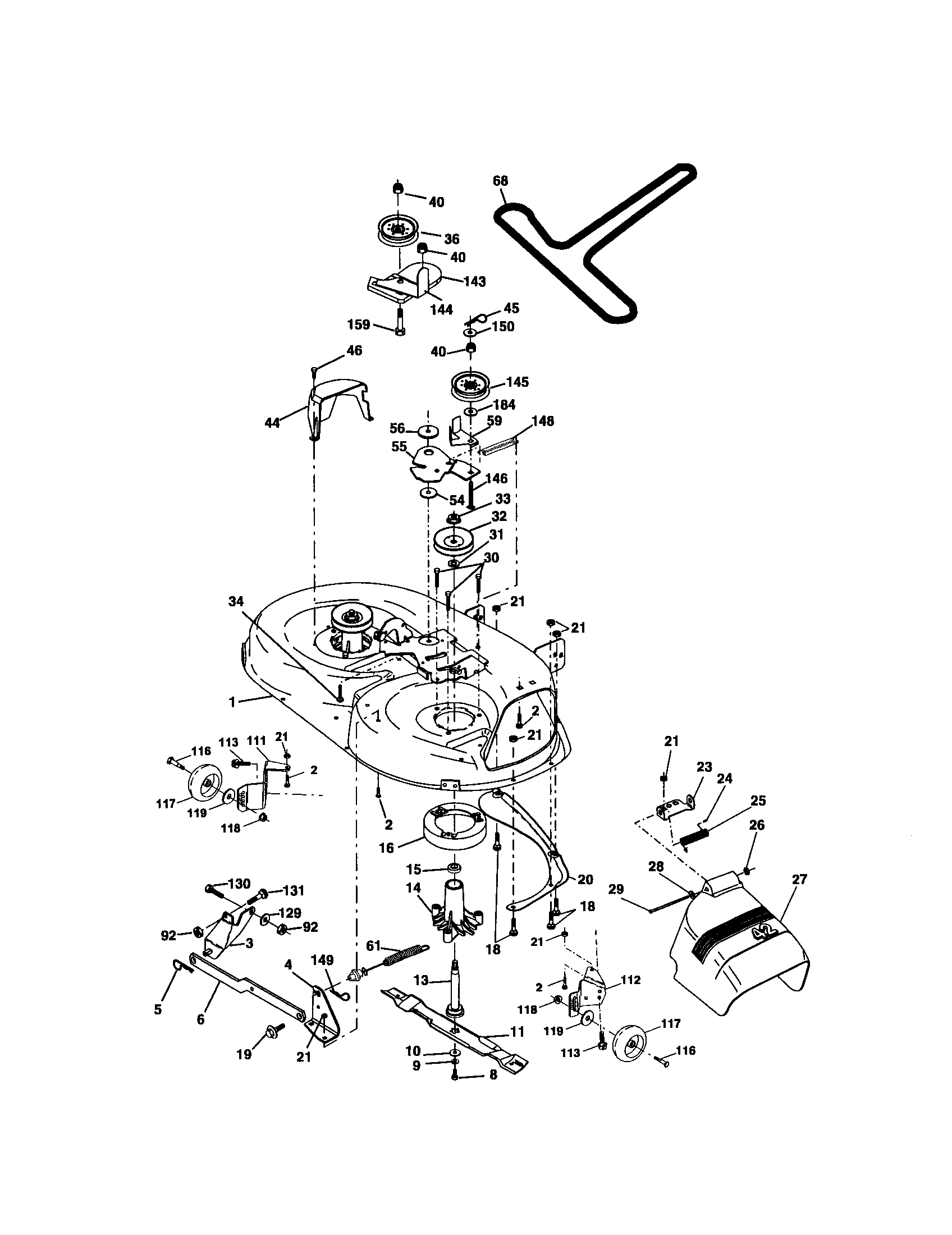 Mower Deck Diagram and Parts List for 917275641  Craftsman Lawn Tractor