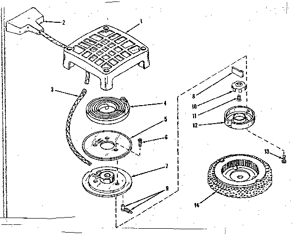 Rewind Starter Diagram and Parts List for 14356252  Craftsman Engine