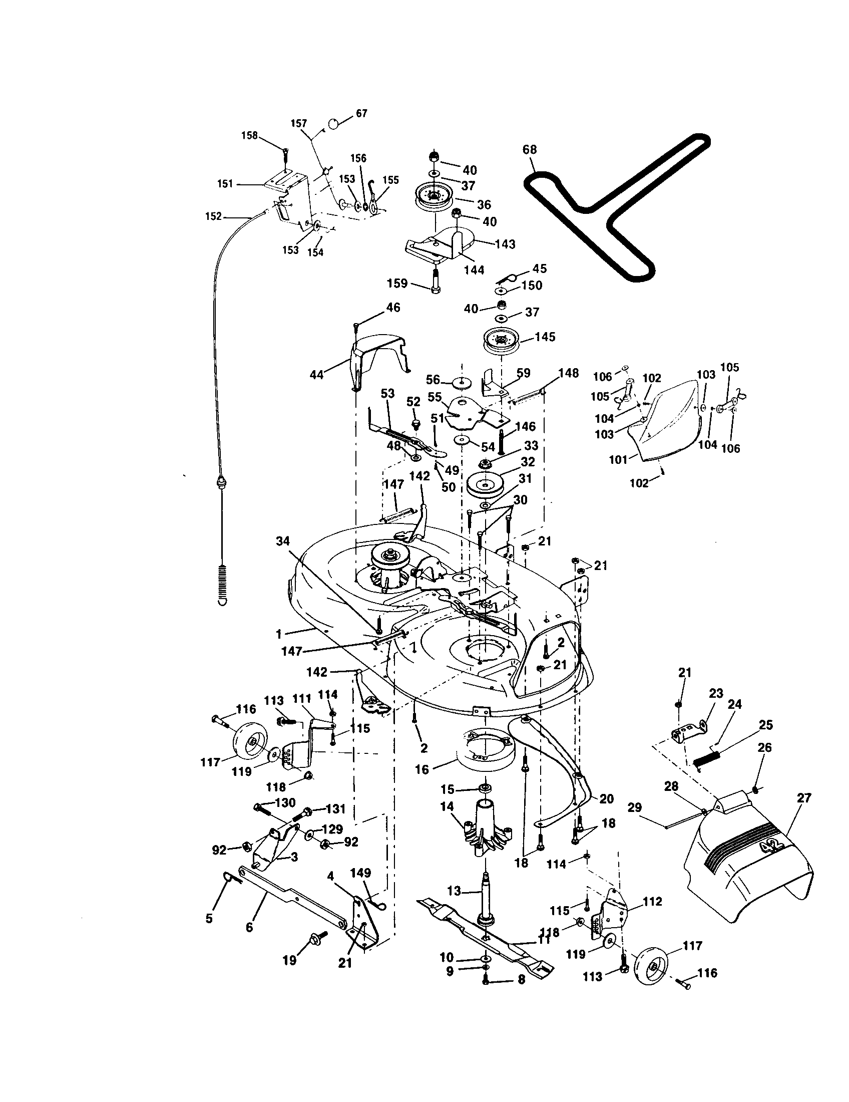 Mower Deck Diagram and Parts List for 917272083  Craftsman Lawn Tractor