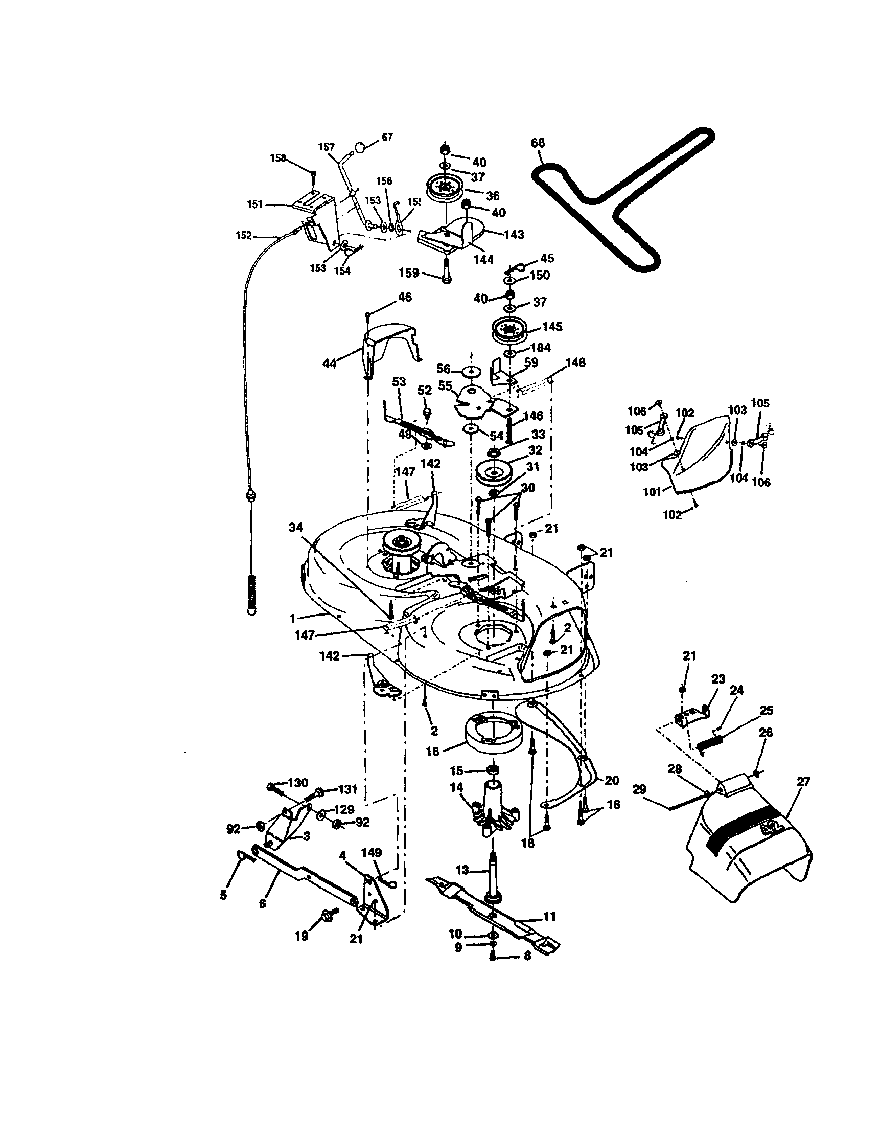 Mower Deck Diagram and Parts List for 917272672  Craftsman Lawn Tractor