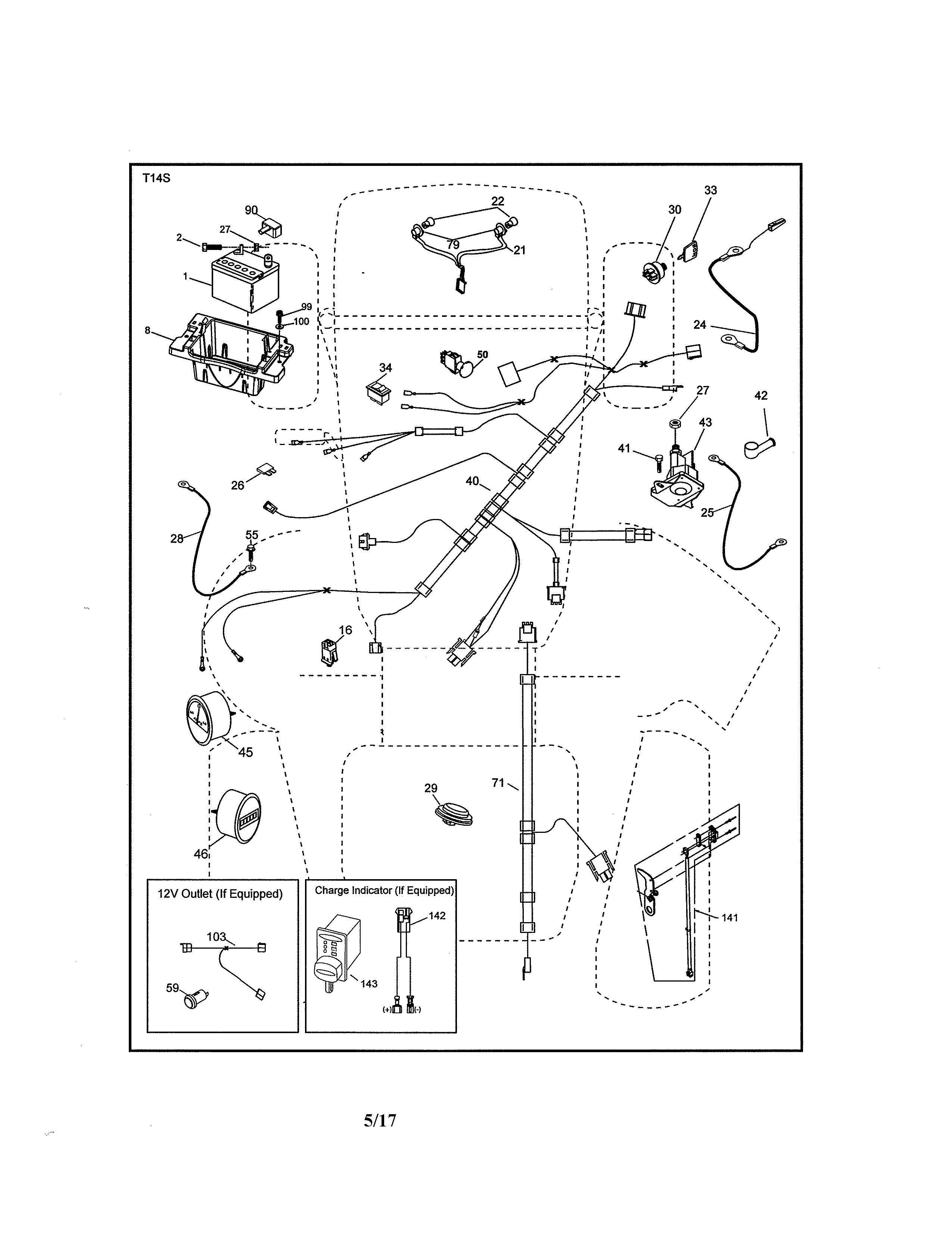 Electrical Diagram and Parts List for 917986451  Craftsman Lawn Tractor