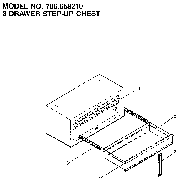 3 Drawer Step-up Chest Diagram and Parts List for 706658210  Craftsman Tool Stand & Cart