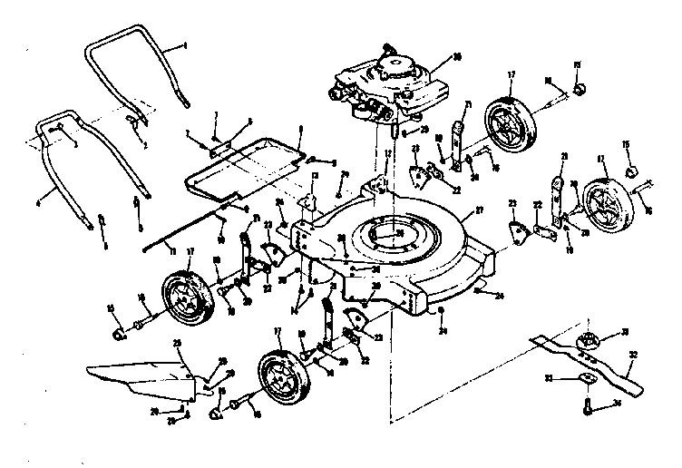 Replacement Parts Diagram and Parts List for 13191025  Craftsman Lawn Mower