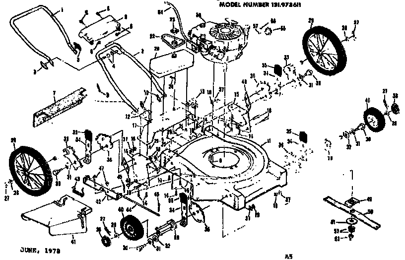 Mower Deck Diagram and Parts List for 131973611  Craftsman Lawn Mower