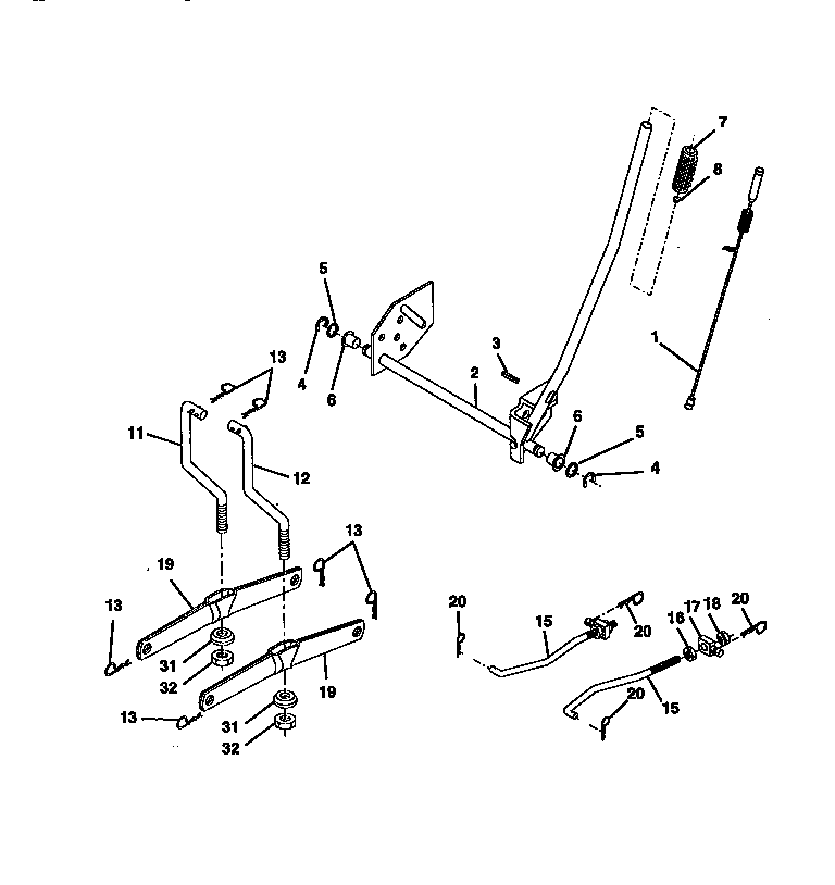 Lift Assembly Diagram and Parts List for 917271380  Craftsman Lawn Tractor