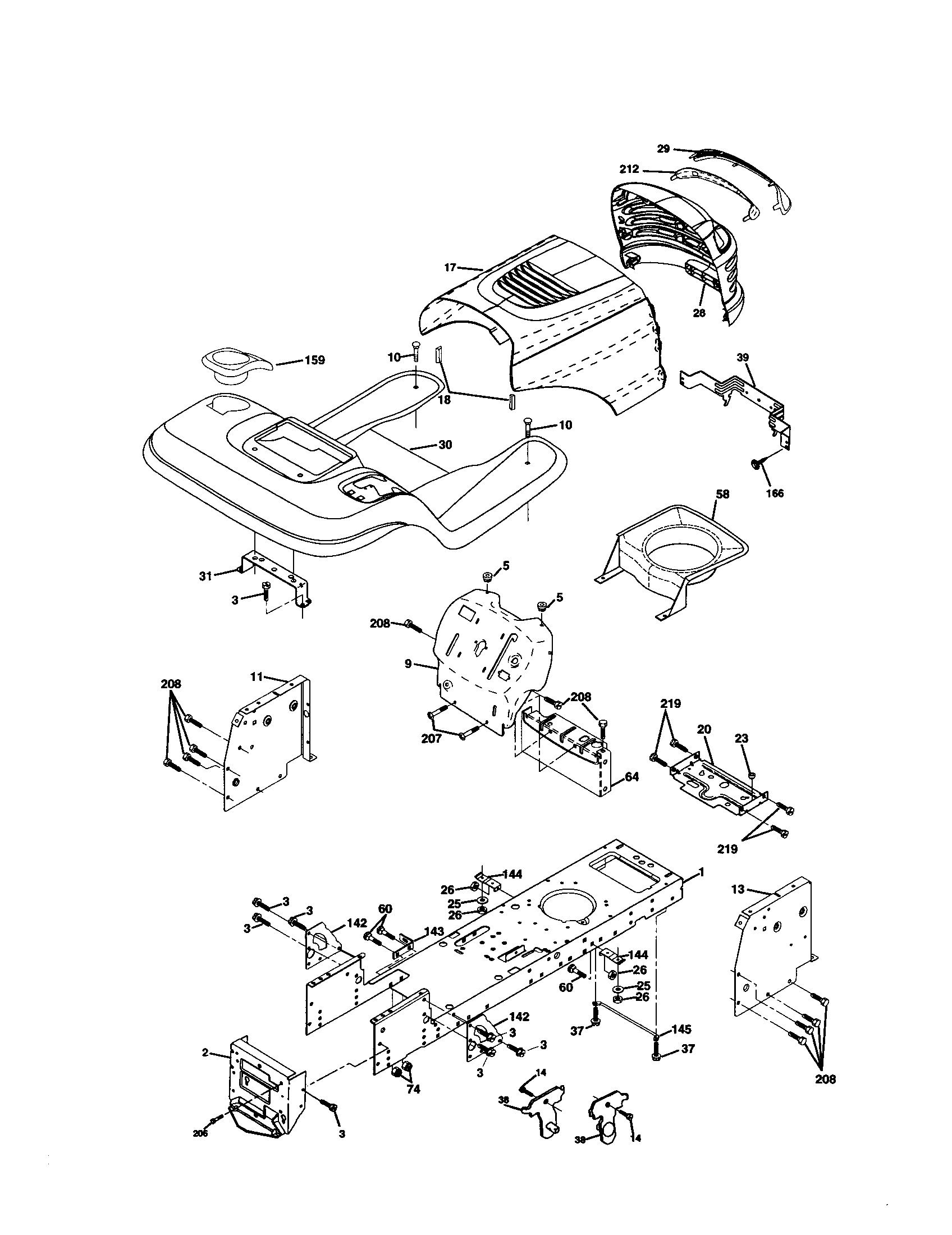 Chassis And Enclosures Diagram and Parts List for 917277050  Craftsman Lawn Tractor
