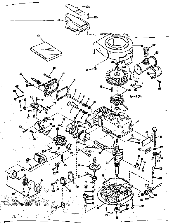Basic Engine Diagram and Parts List for 143133022  Craftsman Engine