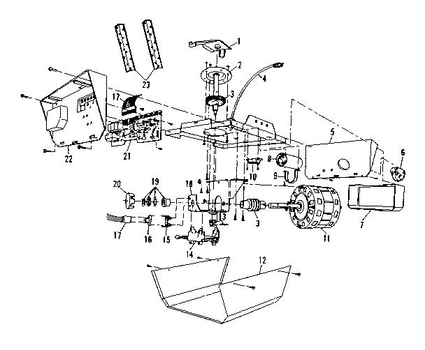 Chassis Assembly Diagram and Parts List for 139533006  Craftsman Garage Door Opener