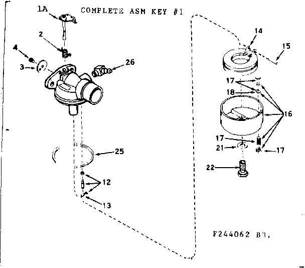 Carburetor Diagram and Parts List for 143244062  Craftsman Engine