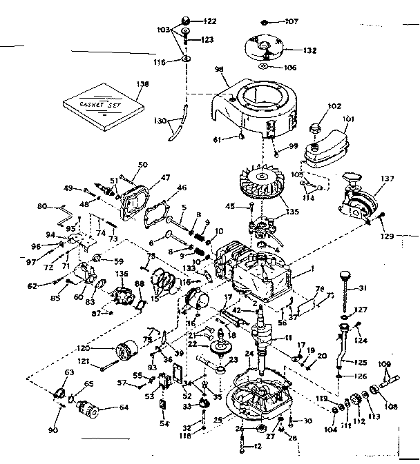 Basic Engine Diagram and Parts List for 143214112  Craftsman Engine