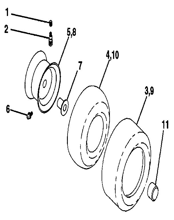 Wheels & Tires Diagram and Parts List for 917255572  Craftsman Lawn Tractor