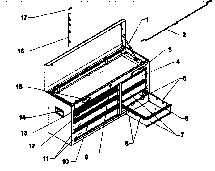 Chest Diagram and Parts List for 706618222  Craftsman Tool Stand & Cart