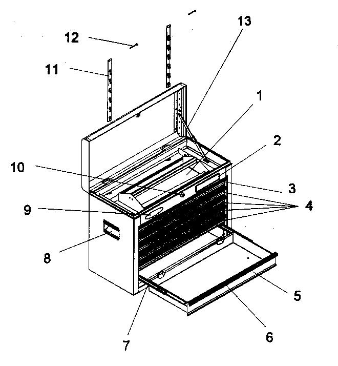 Chest Diagram and Parts List for 706652467  Craftsman Tool Stand & Cart
