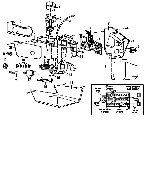 Opener Assembly Diagram and Parts List for 13953644SRT  Craftsman Garage Door Opener