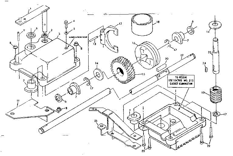 Gear Case Assembly Part No. 84516 Diagram and Parts List for 131974140  Craftsman Lawn Mower