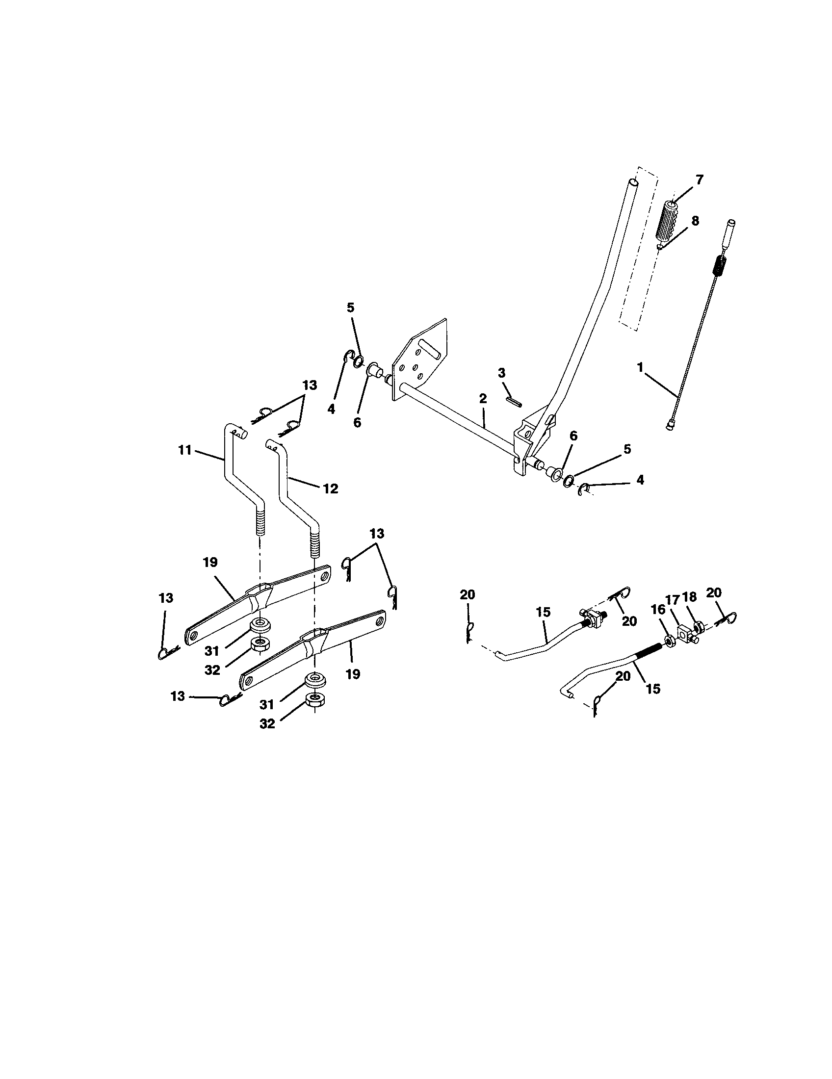 Lift Assembly Diagram and Parts List for 917277050  Craftsman Lawn Tractor