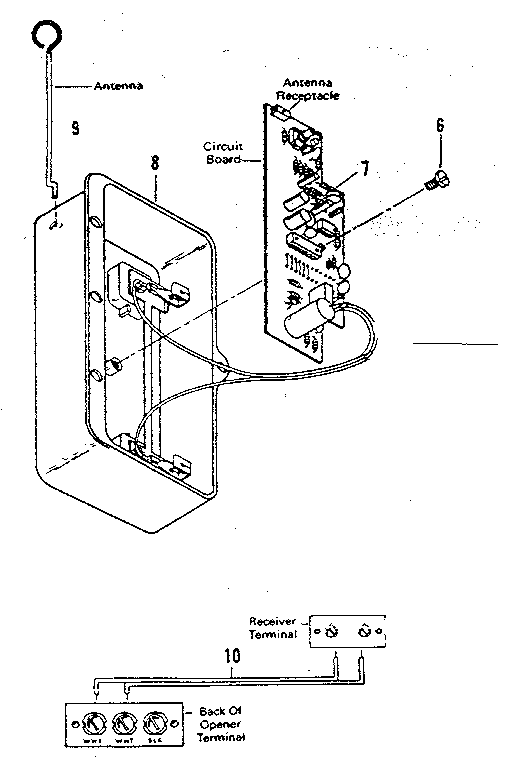 Receiver Diagram and Parts List for 139663656  Craftsman Garage Door Opener