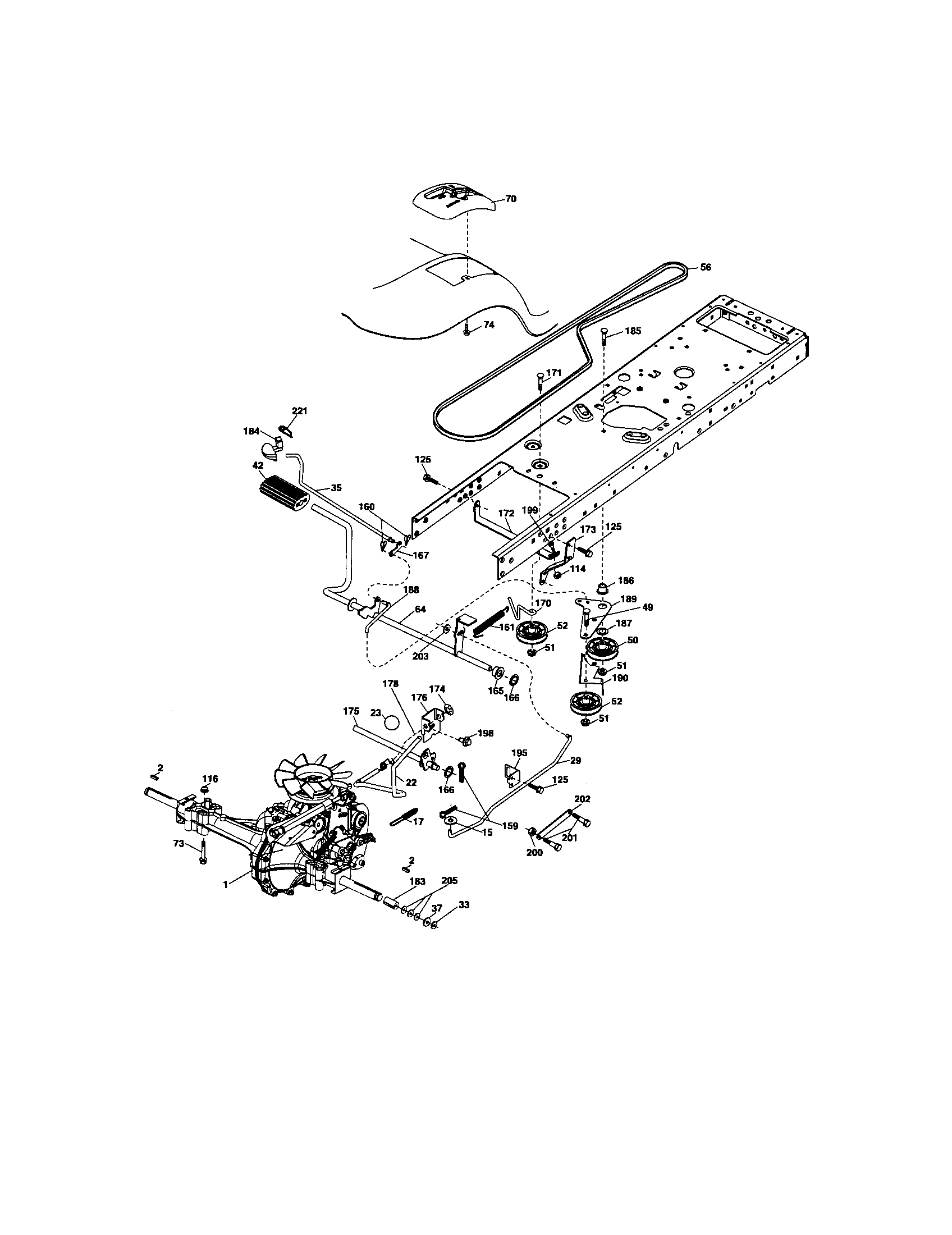 Ground Drive Diagram and Parts List for 917276601  Craftsman Lawn Tractor