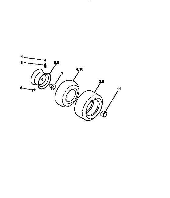 Wheels And Tires Diagram and Parts List for 917259172  Craftsman Lawn Tractor