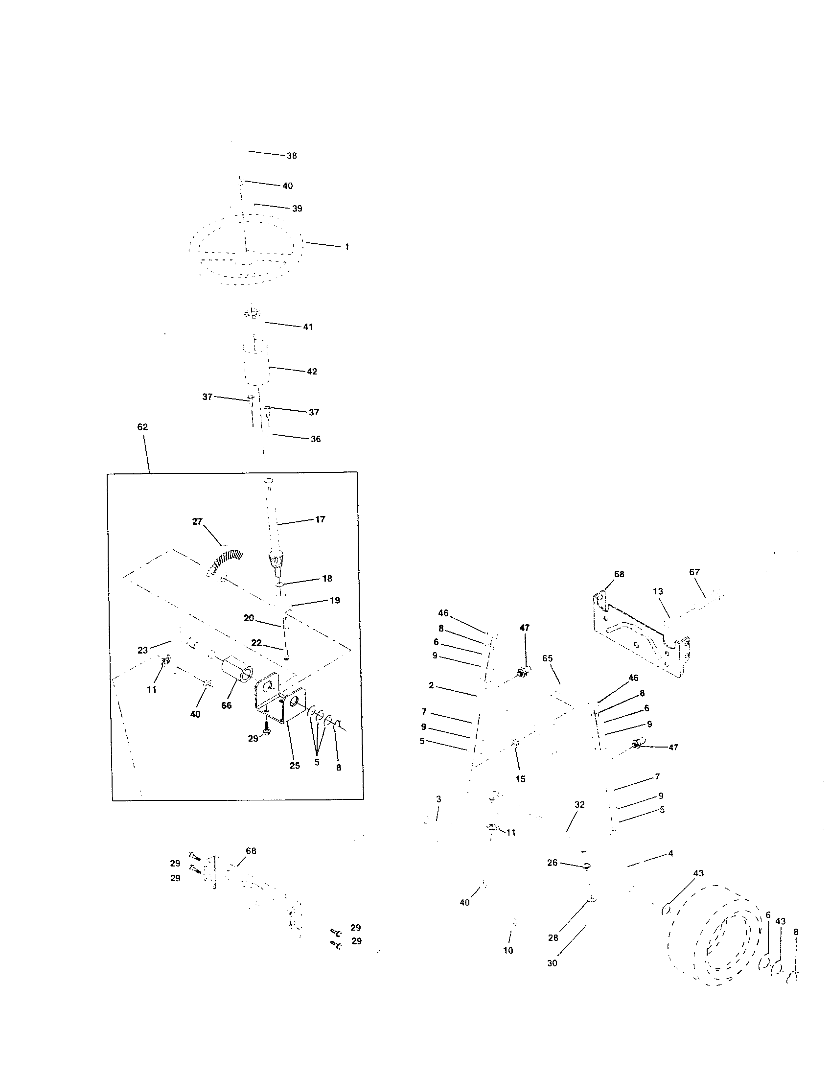 Steering Assembly Diagram and Parts List for 917252750  Craftsman Lawn Tractor