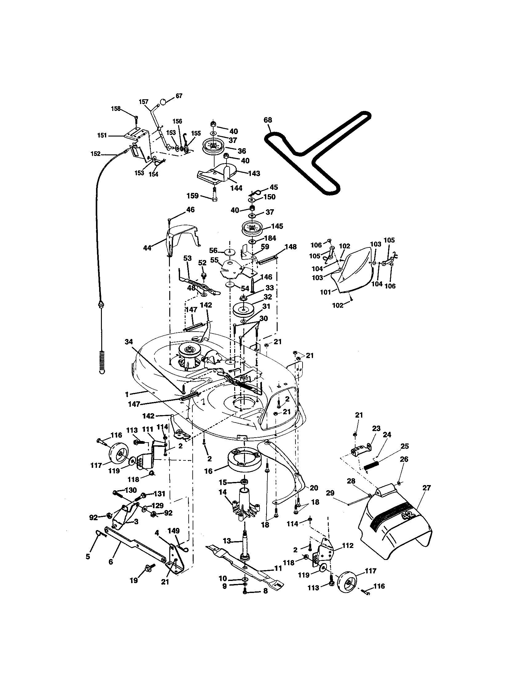 Mower Deck Diagram and Parts List for 917272754  Craftsman Lawn Tractor