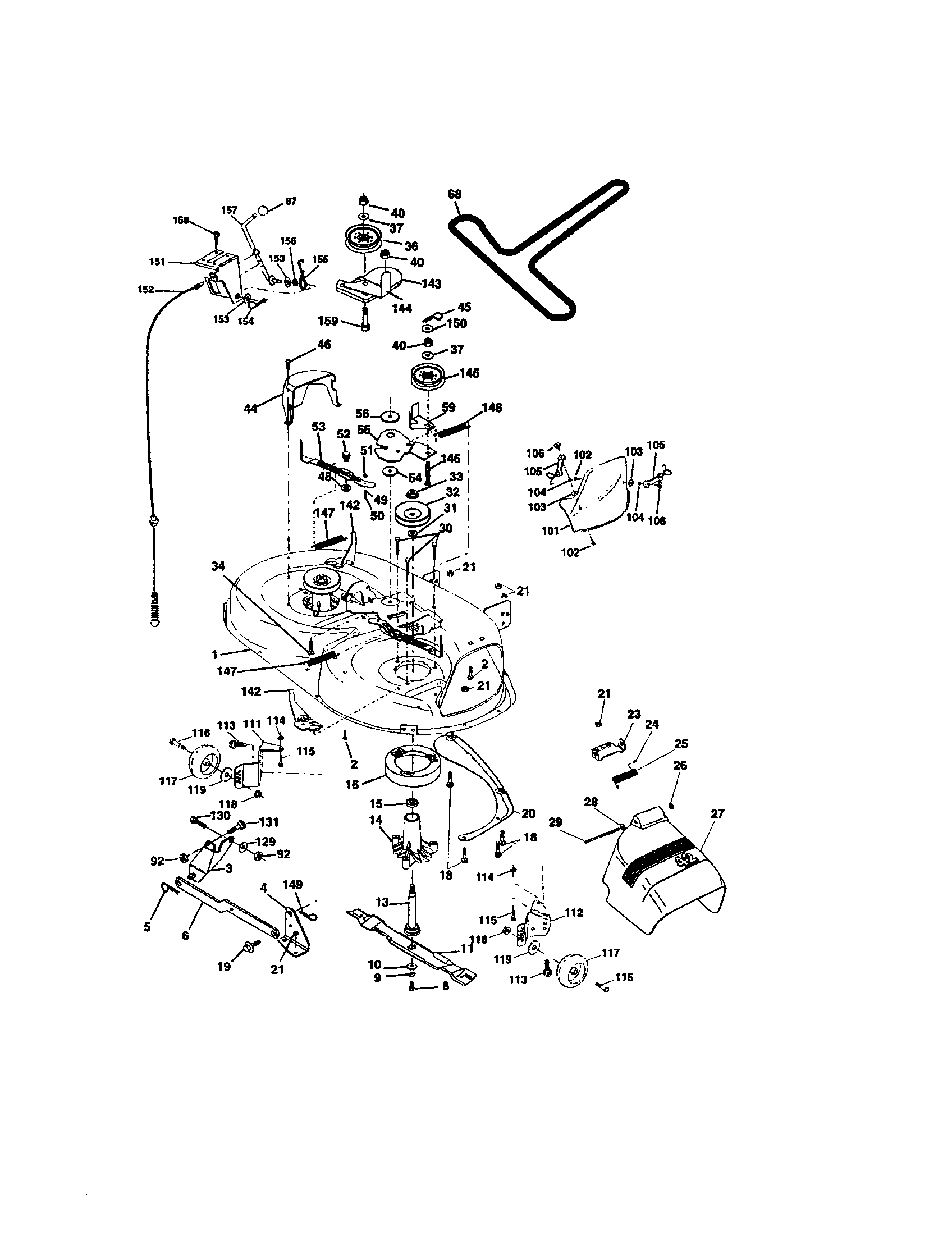 Mower Deck Diagram and Parts List for 917271860  Craftsman Lawn Tractor