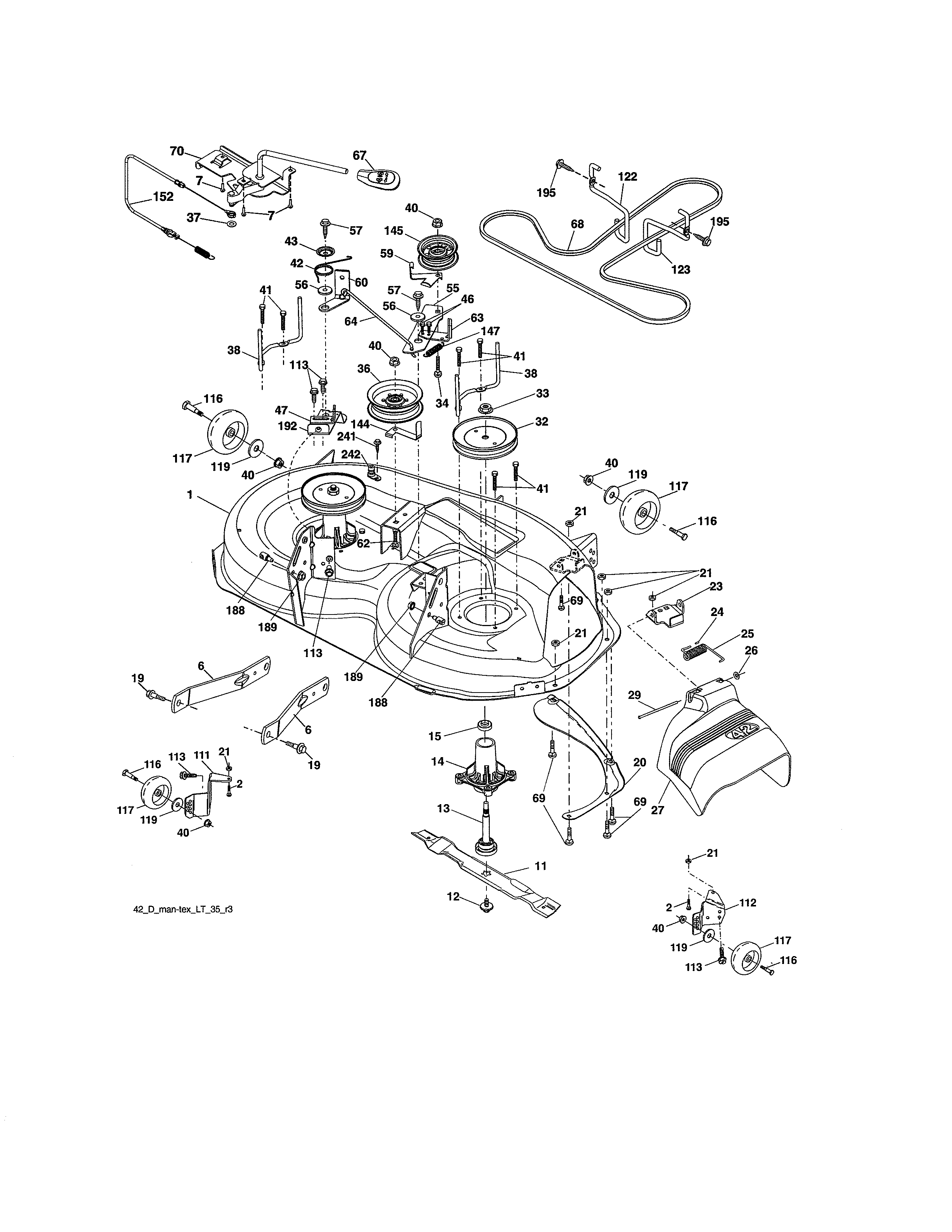 Mower Deck Diagram and Parts List for 917990470  Craftsman Lawn Tractor