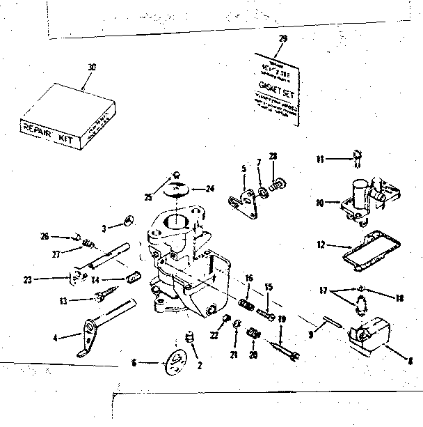 Carburetor No. 29349 Diagram and Parts List for 14382007  Craftsman Engine