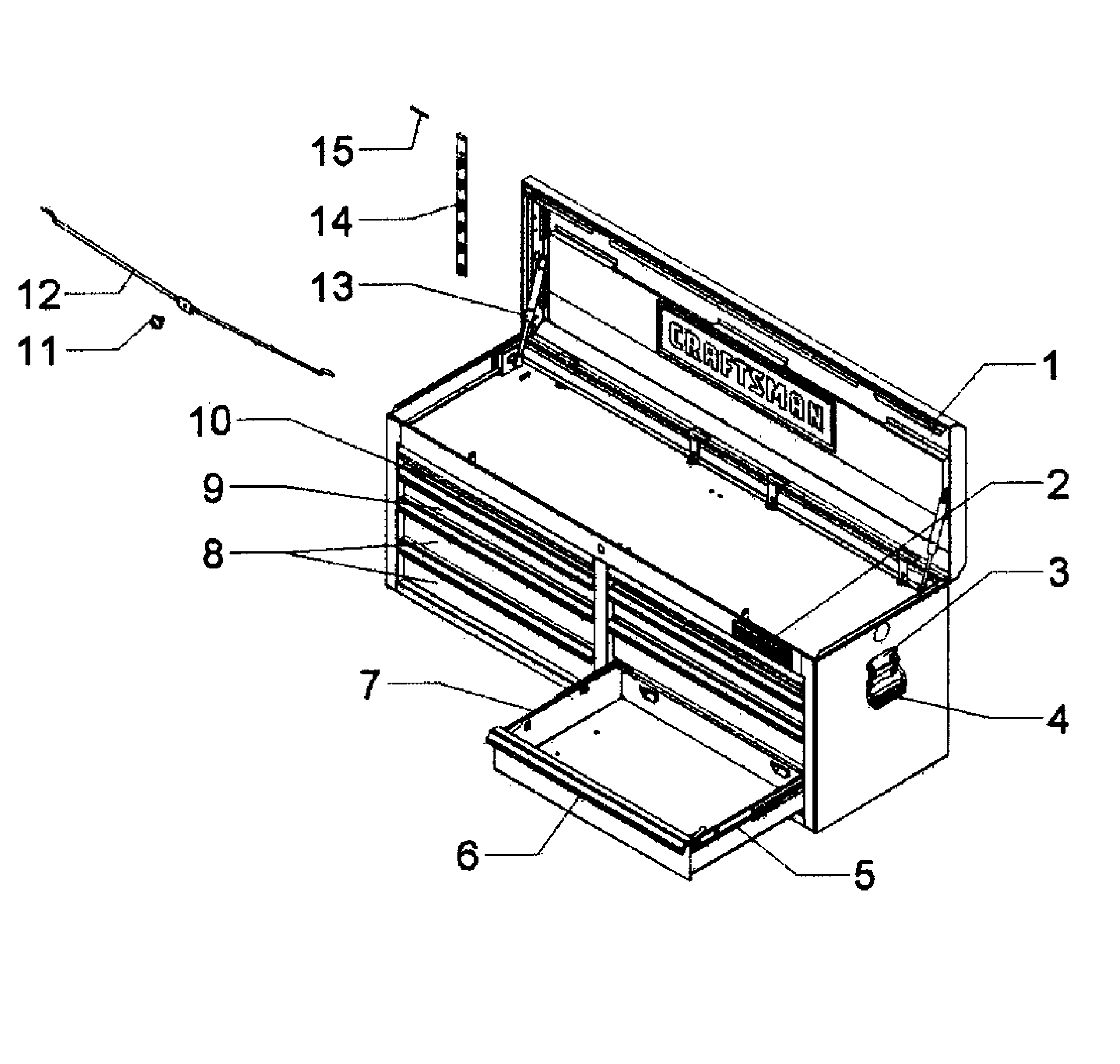 Tool Chest Diagram and Parts List for 706586290  Craftsman Tool Stand & Cart