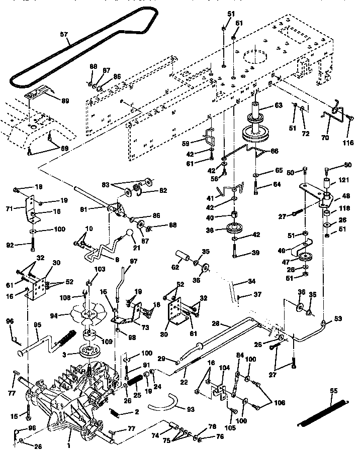 Drive Diagram and Parts List for 917258081  Craftsman Lawn Tractor