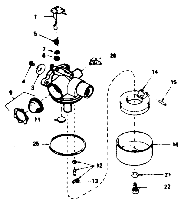 Carburetor Diagram and Parts List for 143354202  Craftsman Engine
