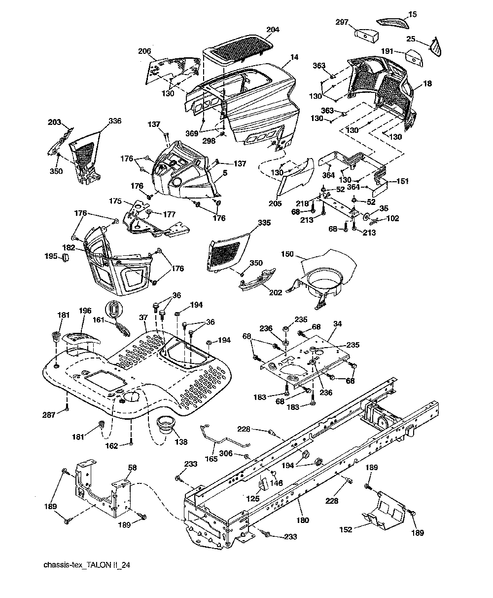Chassis assembly Diagram and Parts List for 960420223  Craftsman Lawn Tractor