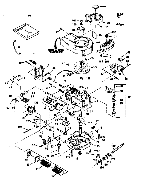 Engine Diagram and Parts List for 143374082  Craftsman Engine