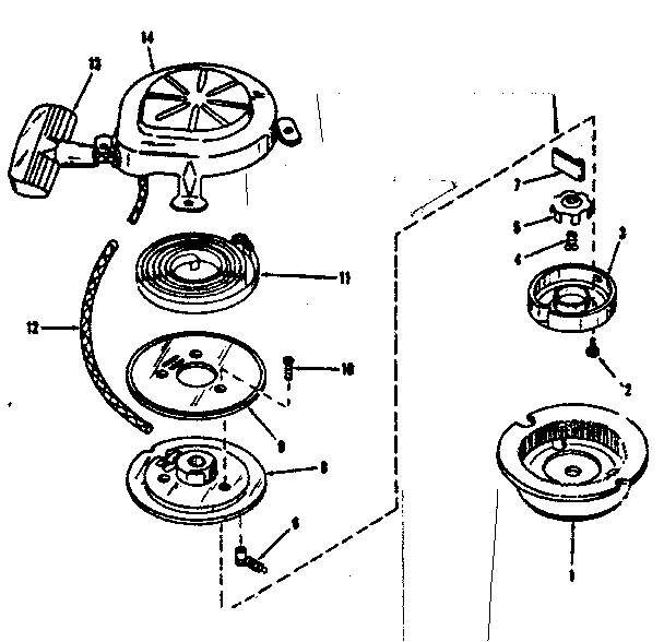 Rewind Starter Diagram and Parts List for 91760042  Craftsman Chainsaw