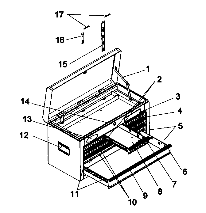 Chest Diagram and Parts List for 706620200  Craftsman Tool Stand & Cart