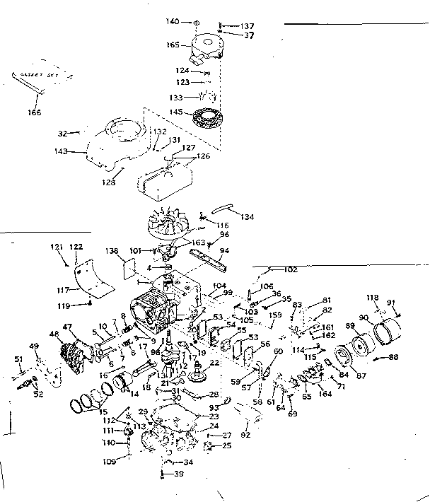 Basic Engine Diagram and Parts List for 143177022  Craftsman Engine