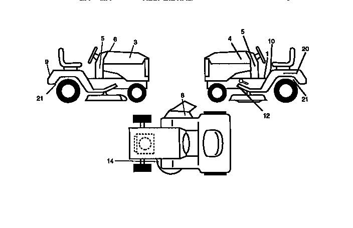 Decals Diagram and Parts List for 917270720  Craftsman Lawn Tractor
