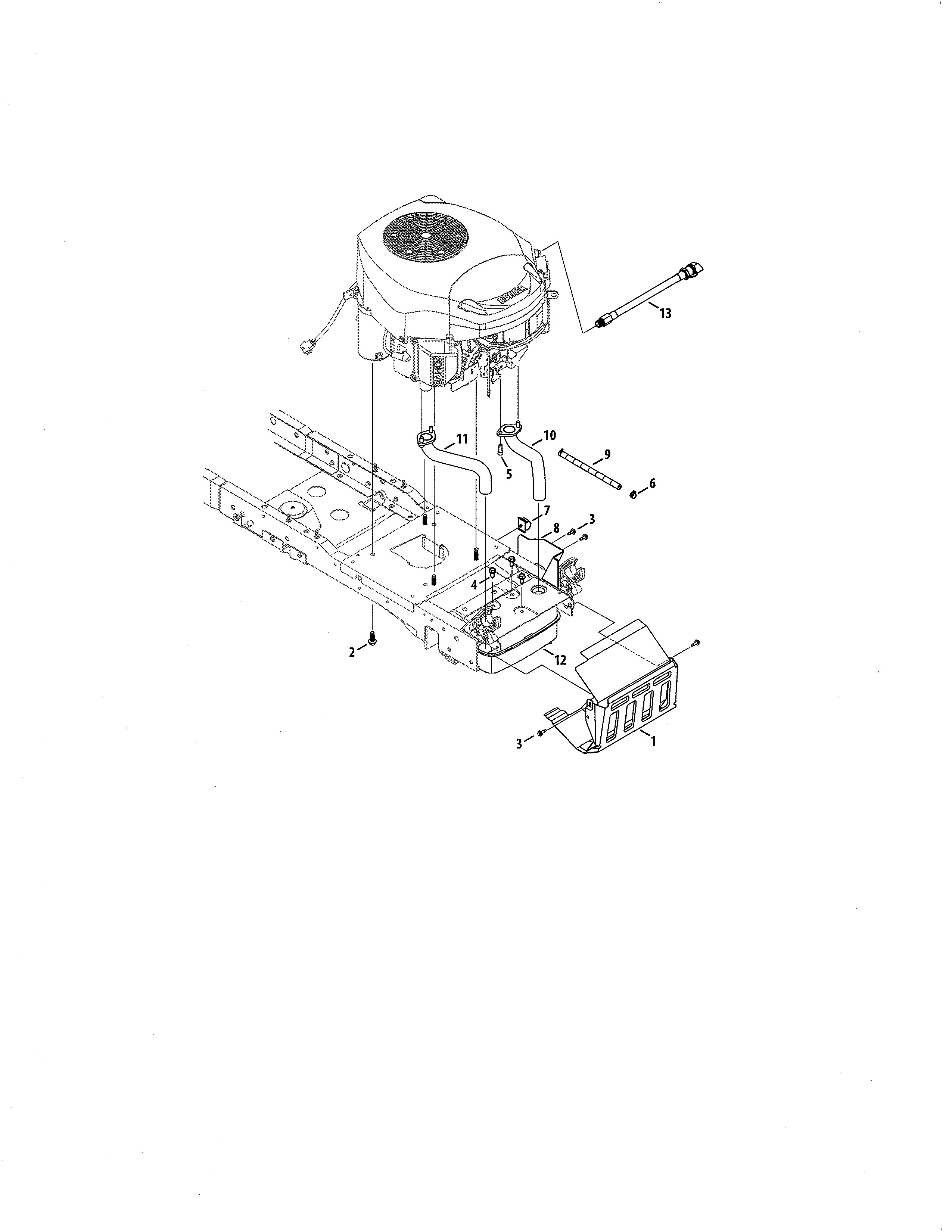 Engine/shield Diagram and Parts List for 247204400  Craftsman Lawn Tractor