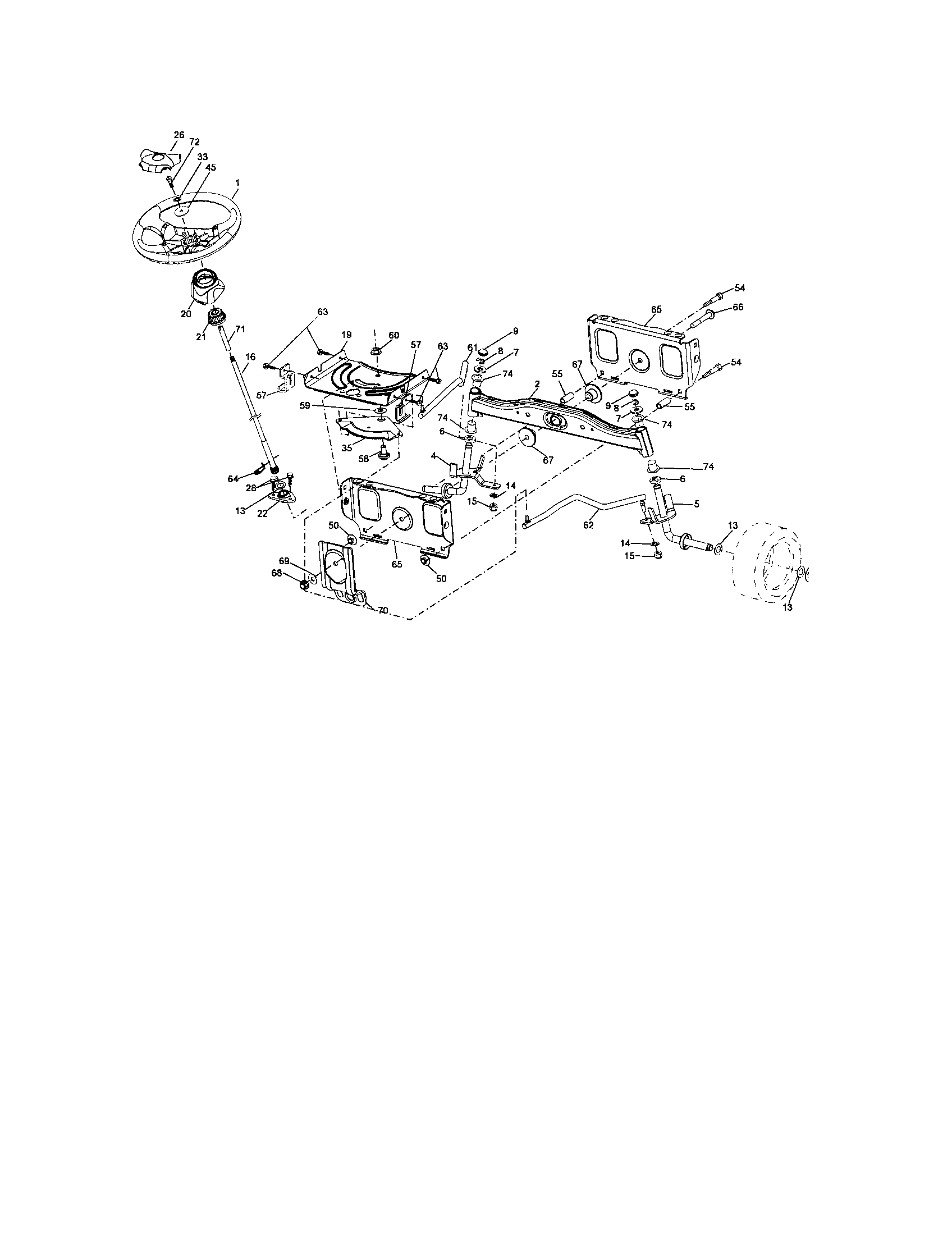 Steering Diagram and Parts List for 917287132  Craftsman Lawn Tractor