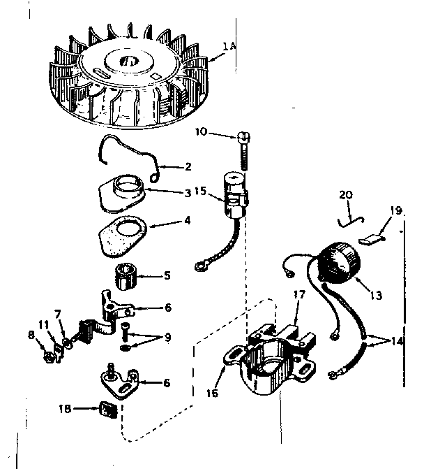 Magneto Diagram and Parts List for 143576172  Craftsman Engine
