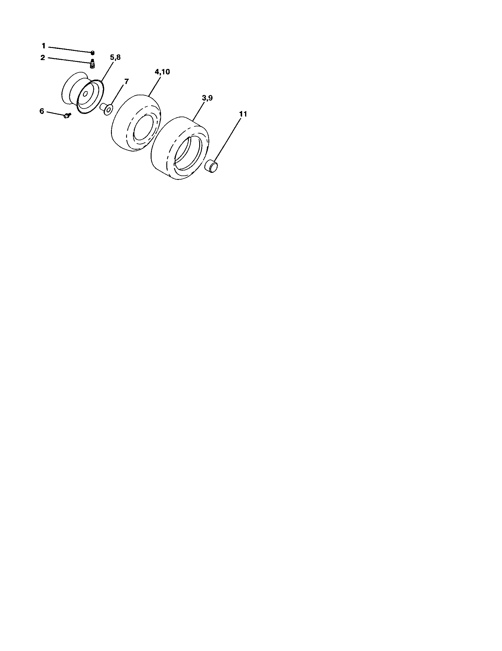Wheels And Tires Diagram and Parts List for 917277240  Craftsman Lawn Tractor