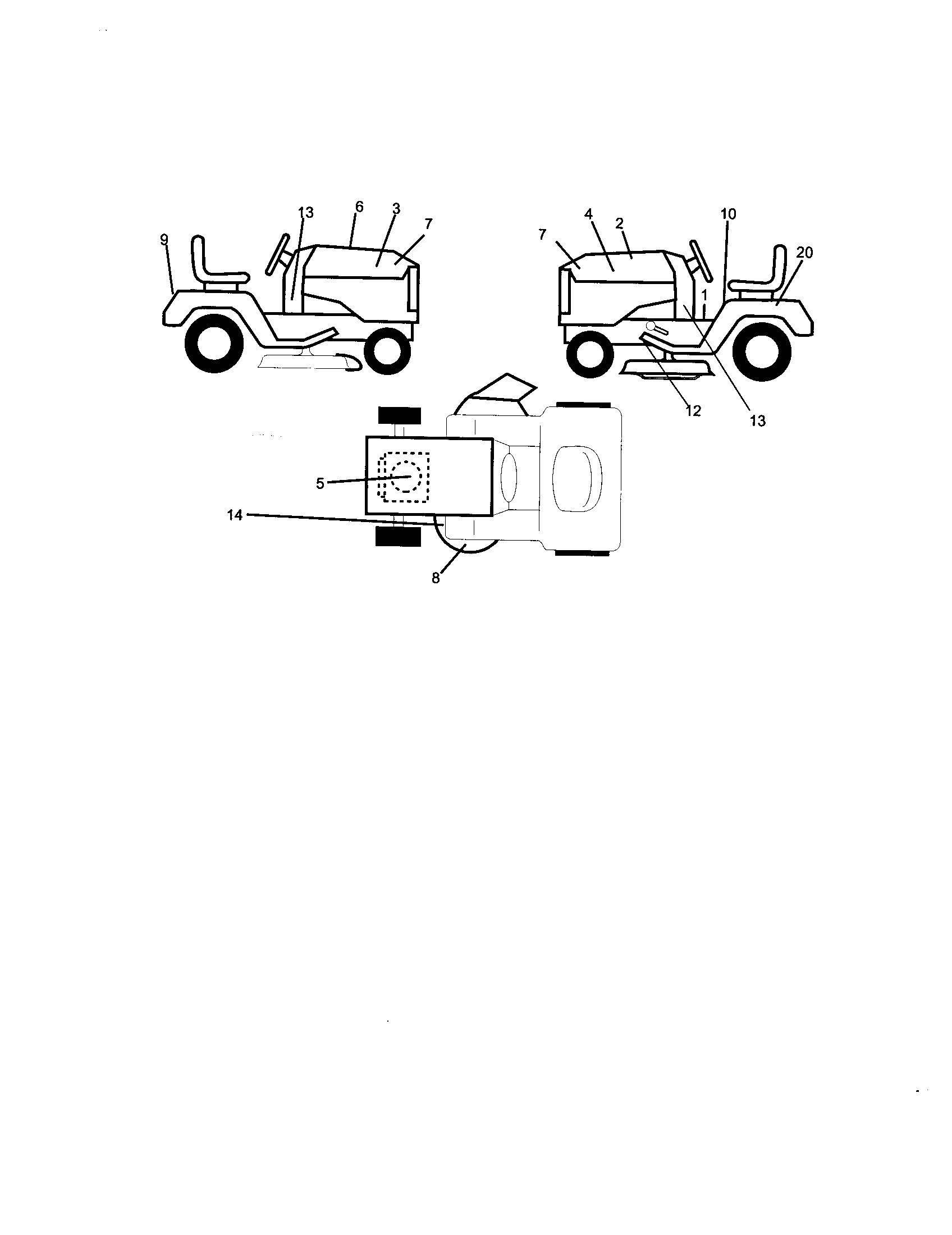 Decals Diagram and Parts List for 917271632  Craftsman Lawn Tractor