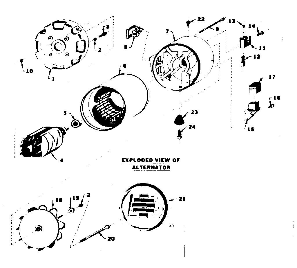 Alternator Diagram and Parts List for 58053561  Craftsman Engine