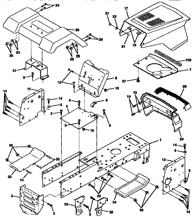 Chassis And Enclosures Diagram and Parts List for 917257632  Craftsman Lawn Tractor